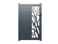 EXPERTLAND Hekjes & Poorten-Halfopengewerkte Aluminium Draaipoort Met Motief B100 X H164 Cm Antraciet Labrit Ii