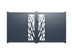 EXPERTLAND Hekjes & Poorten-Halfopengewerkte Aluminium Draaipoort Met Motief B100 X H164 Cm Antraciet Labrit Ii