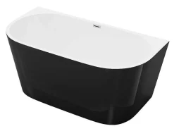 Shower & Design Halfvrijstaand Bad-Halfvrijstaand Bad - 200 Liter - 149,5 X 75 X 58 Cm - Glanzend Zwart - Acryl - Divina