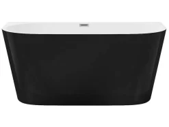 Shower & Design Halfvrijstaand Bad-Halfvrijstaand Bad - 200 Liter - 149,5 X 75 X 58 Cm - Glanzend Zwart - Acryl - Divina