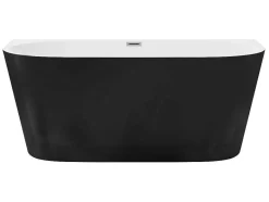 Shower & Design Halfvrijstaand Bad-Halfvrijstaand Bad - 175 Liter - 130 X 71,5 X 58 Cm - Glanzend Zwart - Acryl - Divina