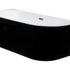 Shower & Design Halfvrijstaand Bad-Halfvrijstaand Bad Divina -245L - 170 X 75 X 58Cm - Glanzend Zwart - Acryl - Divina