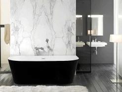 Shower & Design Halfvrijstaand Bad-Halfvrijstaand Bad Divina -245L - 170 X 75 X 58Cm - Glanzend Zwart - Acryl - Divina