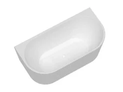 Shower & Design Halfvrijstaand Bad-Halfvrijstaand Geribbeld Acrylbad Wit (Glanzend) 149 X 75 X 58 Cm Zelina