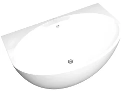 Shower & Design Halfvrijstaand Bad-Halfvrijstaand Ovaal Bad - 197 Liter - 151 X 94 X 60 Cm - Wit - Acryl - Pagrus