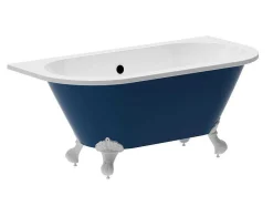 Shower & Design Halfvrijstaand Bad-Halfvrijstaand Retro Acrylbad Op Adelaarspoten Blauw (Glanzend) 154 Liter 150 X 74 X 61 Cm Bolisa