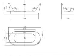 Shower & Design Halfvrijstaand Bad-Halfvrijstaande Badkuip Divina - 170 X 75 X 58 Cm - 245L- Wit