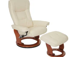 Vente-unique Fauteuil Leer-Halifax Fauteuil, Creme, Honingkleurig