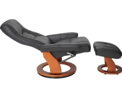 Vente-unique Fauteuil Leer-Halifax Fauteuil, Zwart, Honingkleurig