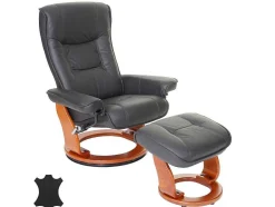 Vente-unique Fauteuil Leer-Halifax Fauteuil, Zwart, Honingkleurig