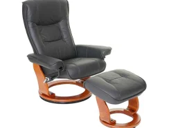 Vente-unique Fauteuil Leer-Halifax Fauteuil, Zwart, Honingkleurig