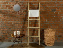 Vente-unique Accessoires & Spiegels-Handdoekenrek Ladder Van Massief Teakhout - Naturelkleur - Fodna