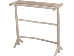 Vente-unique Accessoires & Spiegels-Handdoekhouder Op Poten Van Massief Teakhout - L80 Cm X D29 Cm X H75 Cm - Fodna