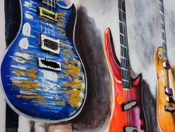Vente-unique Schilderij-Handgeschilderde Olieverf Gitaren