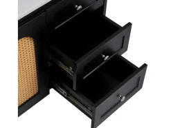 ModernLuxe Badkamermeubel Met Enkele Wastafel-Hangend Badkamermeubel - Een Keramische Wastafel En 3 Laden - Zwart (Spiegel, Kraan Niet Inbegrepen)
