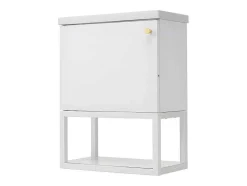 ModernLuxe Badkamermeubel Met Enkele Wastafel-Hangend Badkamermeubel Met Ingebouwde Wastafel - 1 Deur En 1 Open Metalen Plank - Wit (Kraan Niet Inbegrepen)