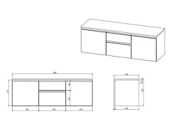 Vente-unique Dubbele Wastafel-Hangend Badkamermeubel Met Dubbele Wastafel - Grijs - 150 Cm - Jimena Ii