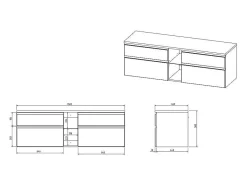 Vente-unique Dubbele Wastafel-Hangend Badkamermeubel Met Dubbele Wastafel - Grijs - 150 Cm - Magdalena Ii