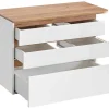 Vente-unique Badkamermeubel Met Enkele Wastafel-Hangend Badkamermeubel Met Wastafel, Zuil En Spiegelkast - Naturel En Wit - 94 Cm - Anid