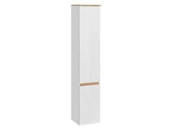 Vente-unique Badkamermeubel Met Enkele Wastafel-Hangend Badkamermeubel Met Wastafel, Zuil En Spiegelkast - Naturel En Wit - 94 Cm - Anid