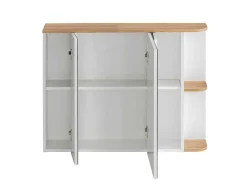 Vente-unique Badkamermeubel Met Enkele Wastafel-Hangend Badkamermeubel Met Wastafel, Zuil En Spiegelkast - Naturel En Wit - 94 Cm - Anid