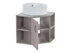 ModernLuxe Badkamermeubel Met Enkele Wastafel-Hangend Badkamermeubel Met Keramische Wastafel - Marmeren Bladen - Lichtpaars (Kraan Niet Inbegrepen)