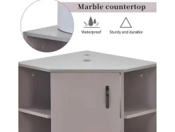 ModernLuxe Badkamermeubel Met Enkele Wastafel-Hangend Badkamermeubel Met Keramische Wastafel - Marmeren Bladen - Lichtpaars (Kraan Niet Inbegrepen)