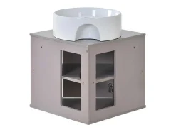 ModernLuxe Badkamermeubel Met Enkele Wastafel-Hangend Badkamermeubel Met Keramische Wastafel - Marmeren Bladen - Lichtpaars (Kraan Niet Inbegrepen)