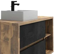 Vente-unique Badkamermeubel Met Enkele Wastafel-Hangend Badkamermeubel Met Enkele Wastafel - Naturel En Antraciet - 100 Cm - Tikitiki