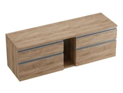 Vente-unique Dubbele Wastafel-Hangend Badkamermeubel Met Dubbele Wastafel - Natuurlijk Licht Kleur - 150 Cm - Magdalena Ii