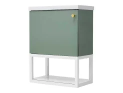 ModernLuxe Badkamermeubel Met Enkele Wastafel-Hangend Badkamermeubel Met Ingebouwde Wastafel - 1 Deur En 1 Open Metalen Plank - Lichtgroen (Kraan Niet Inbegrepen)