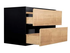 Vente-unique Badkamermeubel Met Enkele Wastafel-Hangend Badkamermeubel Met Ingebouwde Wastafel - Licht Naturel En Zwart - 80 Cm - Lannick
