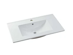 Vente-unique Badkamermeubel Met Enkele Wastafel-Hangend Badkamermeubel Met Ingebouwde Wastafel - Betongrijs - 80 Cm - Sosthene