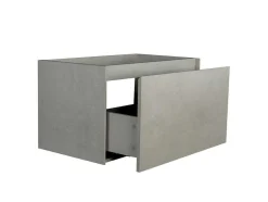 Vente-unique Badkamermeubel Met Enkele Wastafel-Hangend Badkamermeubel Met Ingebouwde Wastafel - Betongrijs - 80 Cm - Sosthene