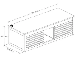 Vente-unique Dubbele Wastafel-Hangend Badkamermeubel Van Acaciahout Met Dubbele Wastafel - 130 Cm - Penebel