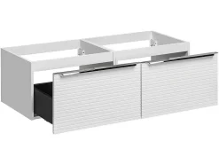 Vente-unique Dubbele Wastafel-Hangend Badkamermeubel Wit Gestreept Met Dubbele Wastafel - 120 Cm - Latoma