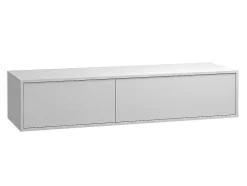 Vente-unique Dubbele Wastafel-Hangend Badkamermeubel Wit Met Dubbele Wastafel - L150 Cm - Isaure Ii