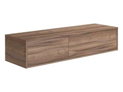 Vente-unique Dubbele Wastafel-Hangend Badmeubel Met Donker Natuurlijke Kleur En Dubbele Wastafel - L150 Cm - Isaure Ii