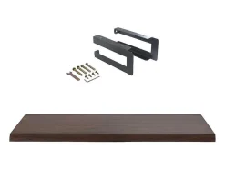 Vente-unique Muurkast Badkamer-Hangend Bureau Van Donker Teakhout Met Zwarte Bevestigingsbeugels - 120 X 50 Cm - Sukawati