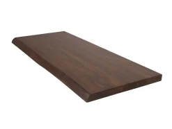 Vente-unique Muurkast Badkamer-Hangend Bureau Van Donker Teak Met Zwarte Beugels En Dubbele Wastafel - 120 X 50 Cm - Sukawati