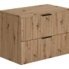 Vente-unique Badkamermeubel Met Enkele Wastafel-Hangend Geribbeld Badkamermeubel Met Wastafel Om Te Plaatsen - Licht Naturel - 80 Cm - Zevara