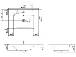 Vente-unique Badkamermeubel Met Enkele Wastafel-Hangend, Geribbeld Wastafelmeubel Met Opzetwastafel - Lichte Houtlook - L80 Cm - Zevara