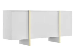 Vente-unique Buffetkast-Hangend Tv-Meubel Met 4 Deuren Van Mdf - Wit En Goudkleurig - Luvonia