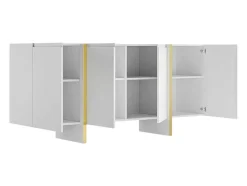 Vente-unique Buffetkast-Hangend Tv-Meubel Met 4 Deuren Van Mdf - Wit En Goudkleurig - Luvonia