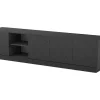 Vente-unique Tv-Meubel-Hangend Tv-Meubel Met 4 Deuren En 2 Nissen Van Mdf - Zwart - Redonia