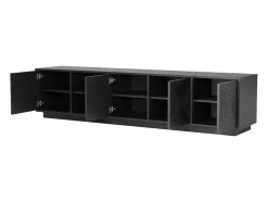 Vente-unique Tv-Meubel-Hangend Tv-Meubel Met 4 Deuren En 2 Nissen Van Mdf - Zwart - Mezulia
