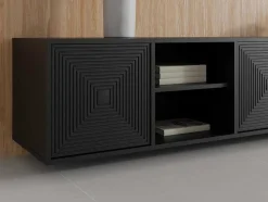 Vente-unique Tv-Meubel-Hangend Tv-Meubel Met 4 Deuren En 2 Nissen Van Mdf - Zwart - Mezulia