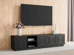 Vente-unique Tv-Meubel-Hangend Tv-Meubel Met 4 Deuren En 2 Nissen Van Mdf - Zwart - Mezulia