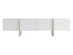 Vente-unique Tv-Meubel-Hangend Tv-Meubel Met 4 Deuren Van Mdf - Wit En Goud - Luvonia