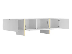 Vente-unique Tv-Meubel-Hangend Tv-Meubel Met 4 Deuren Van Mdf - Wit En Goud - Luvonia